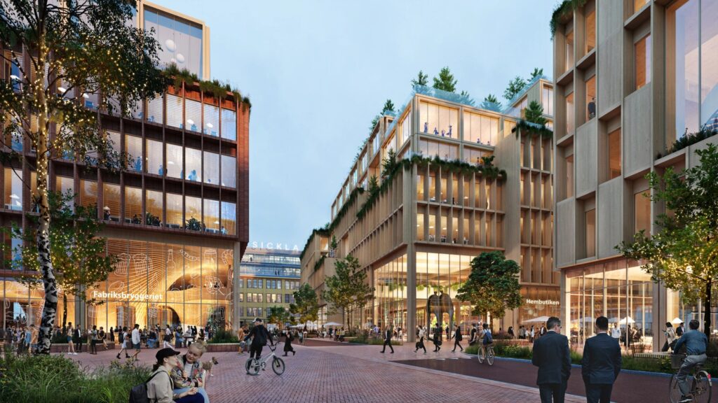 Stockholm Wood City anteprima rendering
